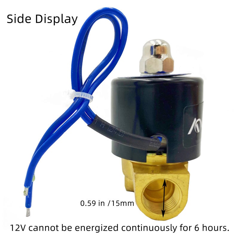 AOMAG 3/8" Electric Solenoid Valve 12V DC, VITON Gasket, Air, Gas, Fuel Normally Closed - Image 3